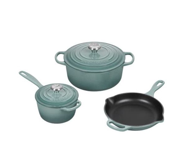 5 Piece Signature Set - Sea Salt (5.5 qt. Sig. RDO, 1.75 qt. Sig. Saucepan, 9&quot; Sig. Skillet) | Le Creuset