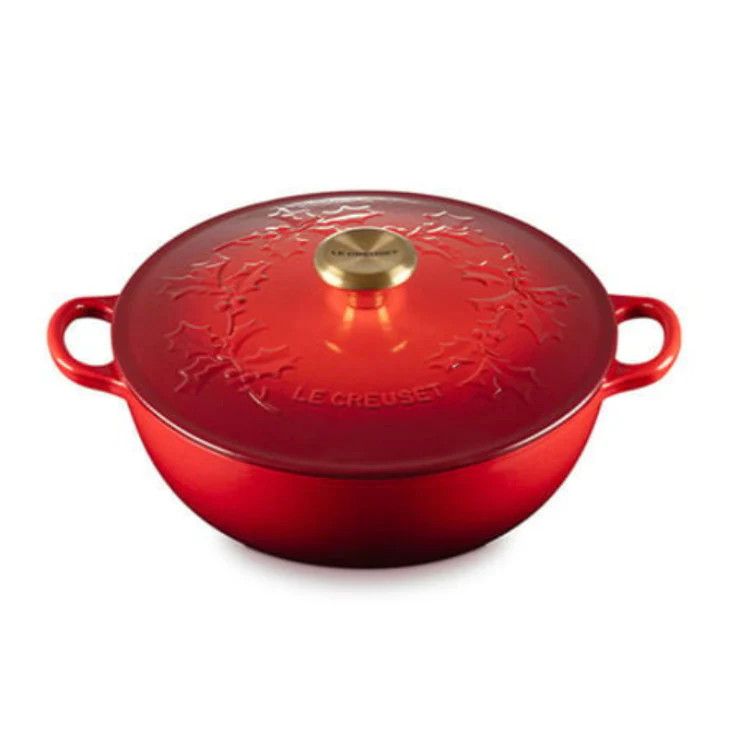 Holly Traditional Round Chef&#39;s Oven with Gold Knob - Cerise, 4.5 qt. | Le Creuset