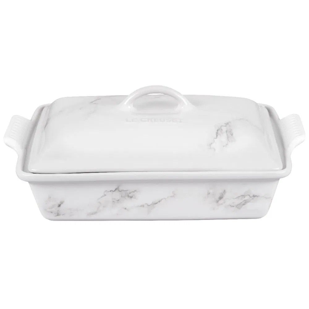 Heritage Covered Rectangular Casserole - Marble Applique, 4 qt. (12" x 9") | Le Creuset