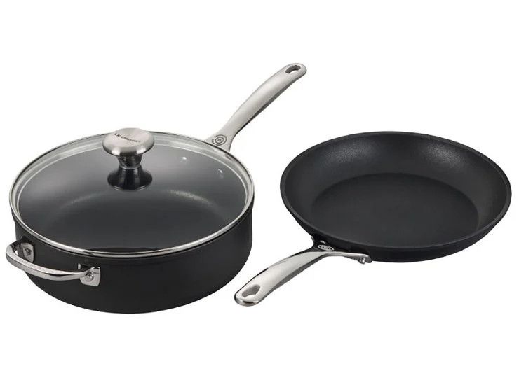 Toughened Nonstick PRO 3 Piece Set (10&quot; Fry Pan, 4.25 qt. Saute Pan w/ Lid - glass lid fits both vessels in set) | Le Creuset