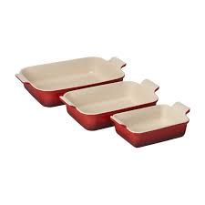 Heritage Set of 3 Rectangular Dishes - Cerise, 1.1 qt., 2.5 qt. &amp; 4 qt. | Le Creuset