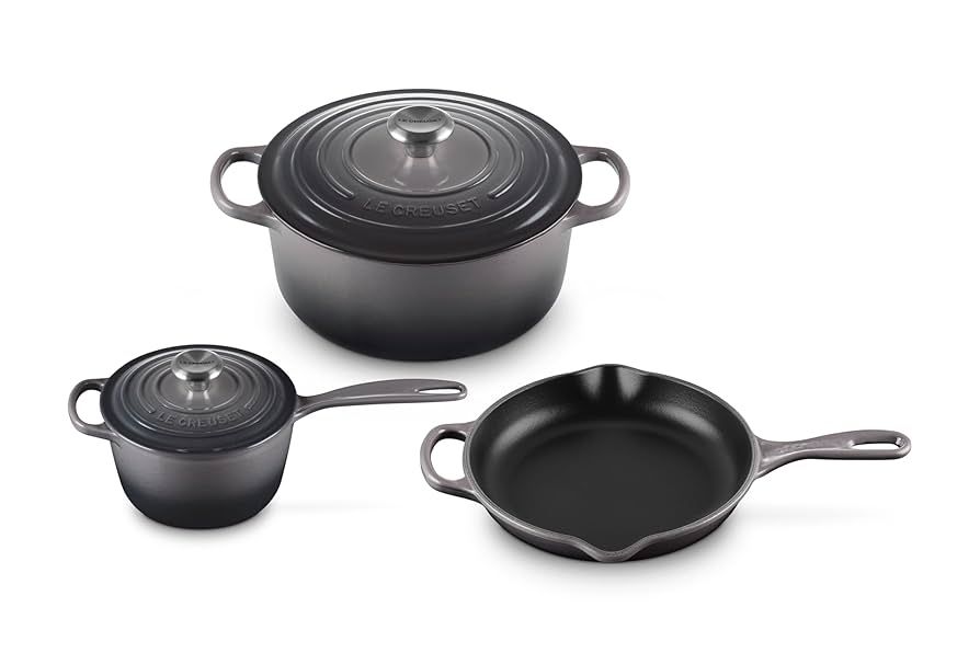 5 Piece Signature Set - Oyster (5.5 qt. Sig. RDO, 1.75 qt. Sig. Saucepan, 9&quot; Sig. Skillet) | Le Creuset