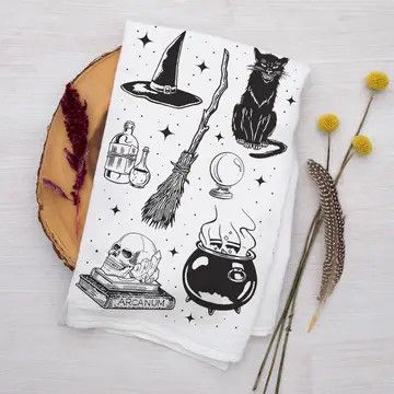 Spooky Flour Sack Towel, Witchy Fall Towels | Counter Couture