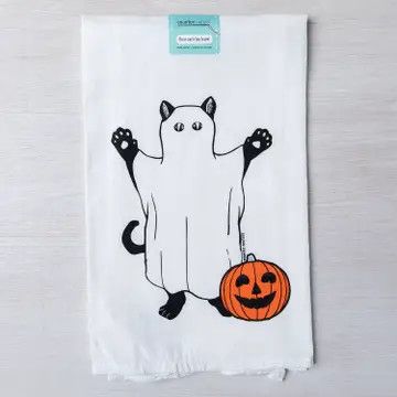 Ghost Kitty Flour Sack Tea Towel | Counter Couture