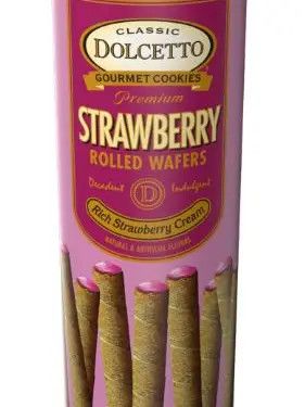 Dolcetto Strawberry Wafer Rolls, 3 oz canister | Sunflower Food Company