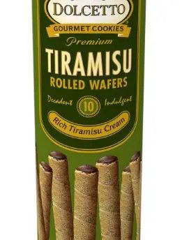 Dolcetto Tiramisu Wafer Rolls, 3 oz canister | Sunflower Food Company