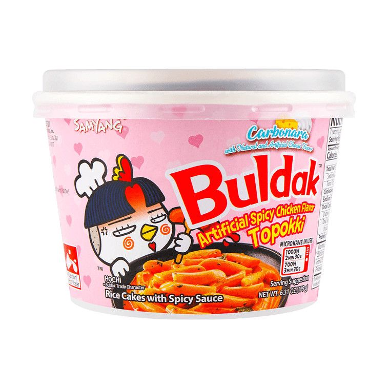 Korean Buldak Carbonara Topokki - Spicy Chicken and Cheese Flavor, 6.31oz