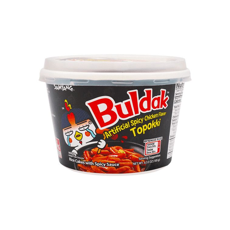 Buldak Hot Chicken Flavor Topokki - Spicy Fried Rice Cakes, Big Bowl, 6.52oz
