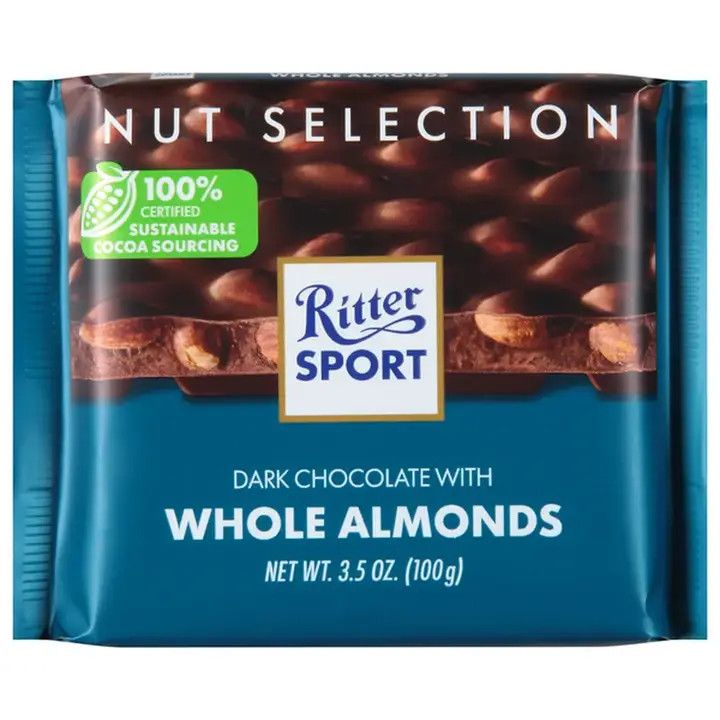 Ritter Sport, Dark Choc W/Almonds, 3.5oz