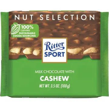 Ritter Sport, Milk Choc W/Salted Cashew Nuts, 3.5oz