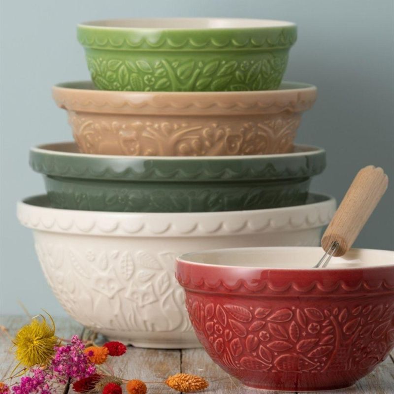 Mason Cash In the Forest S30 (1.25 Qt) Embossed Mixing Bowl | Hedgehog (Red)
