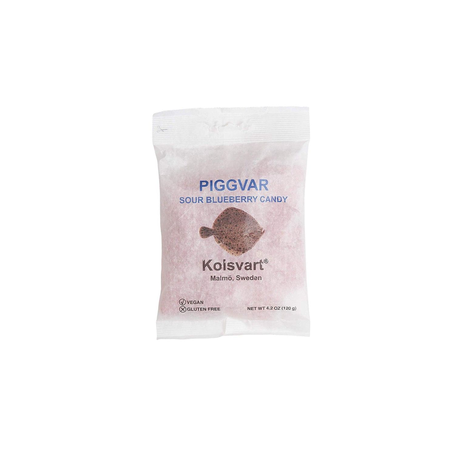 Kolsvart Sour Blueberry Gummy Swedish Fish 4.2oz Bag