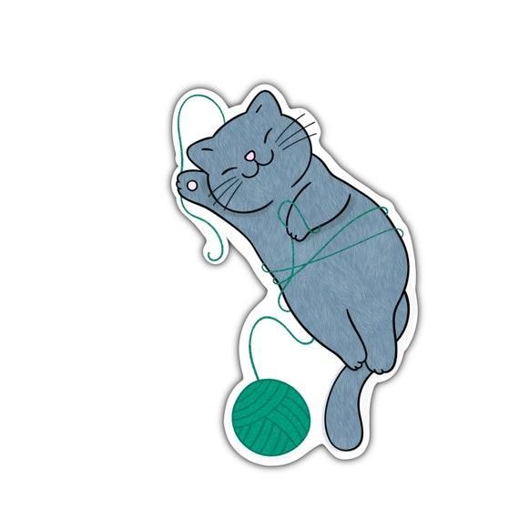 Grab Life by the Balls Sticker - cat, kitten, kitty, yarn