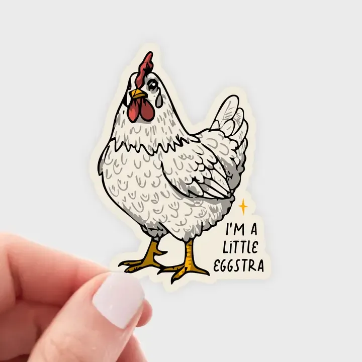 I&#39;m a Little Eggstra Sticker - chicken, hen, farm, country