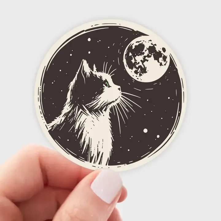 Moon Cat Sticker - space, cat, kitty, kitten, spooky