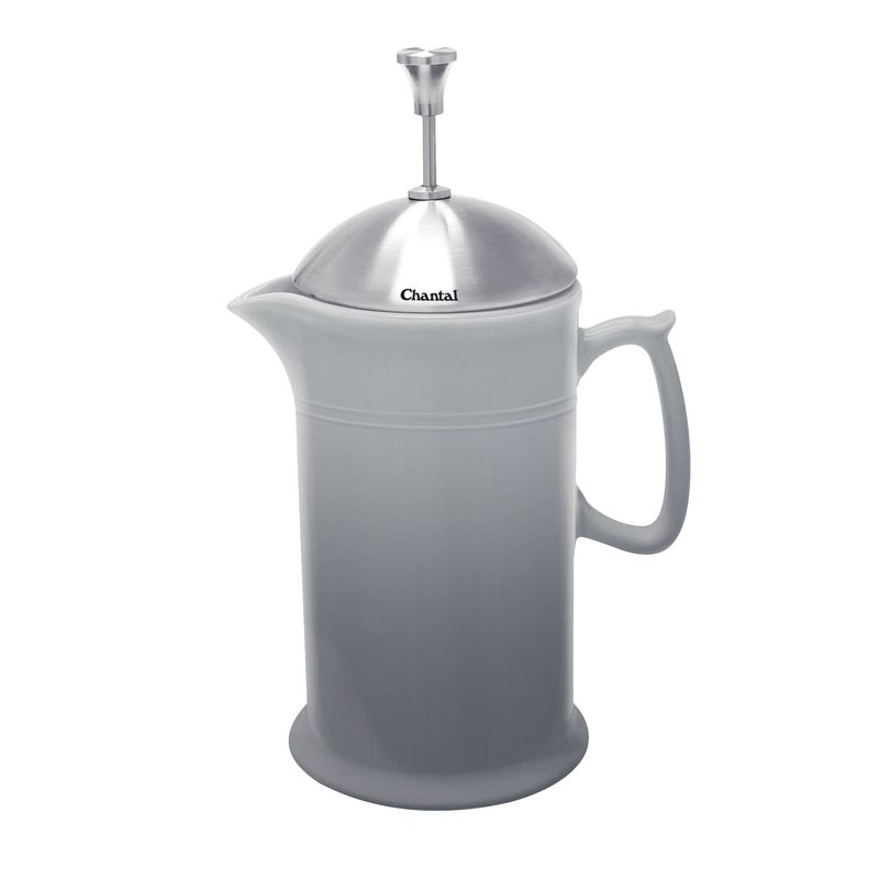Ceramic French Press (28oz) with Stainless Steel Plunger Screen &amp; Lid - Ombre Fade Grey | Chantal