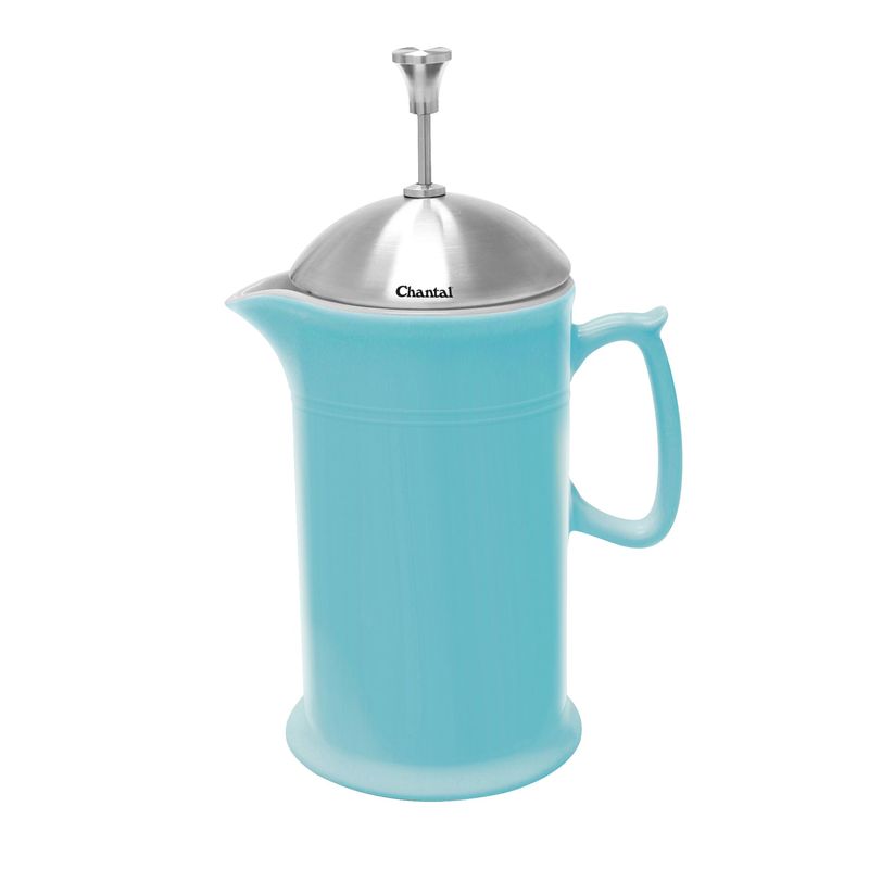 Ceramic French Press (28oz) with Stainless Steel Plunger Screen &amp; Lid - Aqua | Chantal