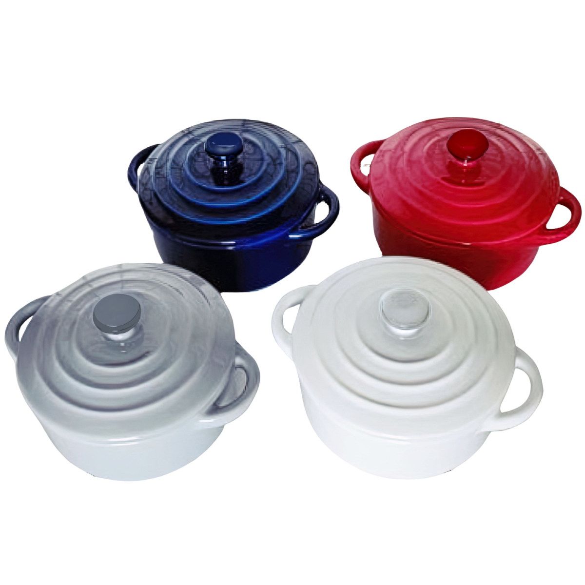 8 Oz Mini Casserole Dishes Set of 4, Knobs in Black Color - Blue | Chantal