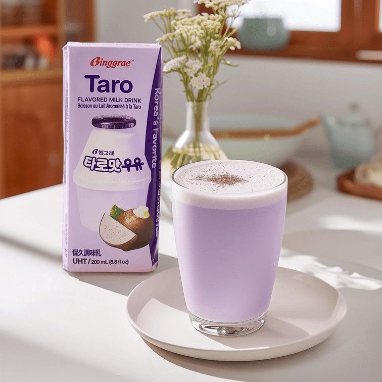 Taro Flavored Milk Drink, Korean Sweet and Creamy Beverage,6.76 fl oz