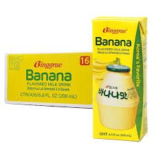 Banana Flavored Milk Drink, Korean Sweet and Creamy Beverage, 6.76fl oz