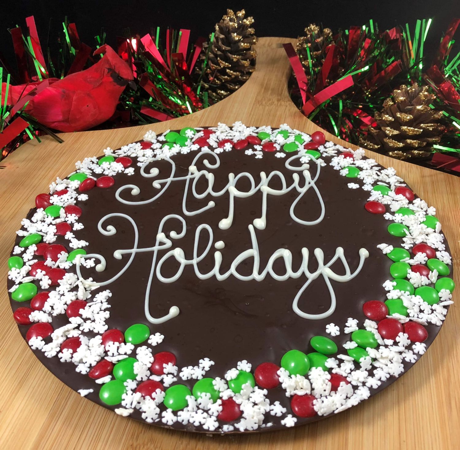 Chocolate Pizza Happy Holidays Snowflake, 16 oz | Chocolate Pizza Company