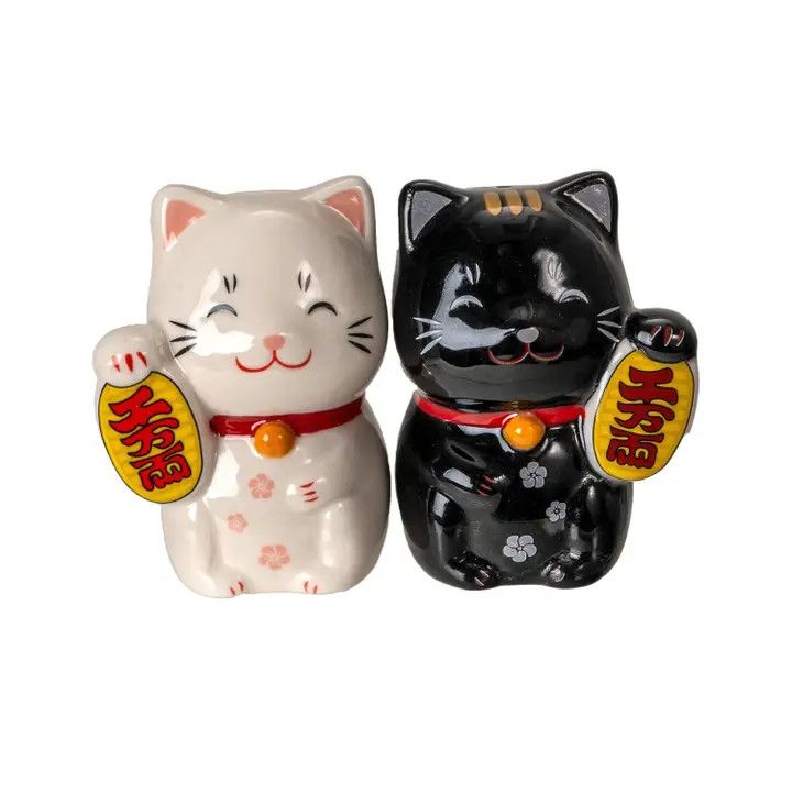 3&quot;H Lucky Cat Salt and Pepper Shaker Set (1/48) | Urban Tokyo