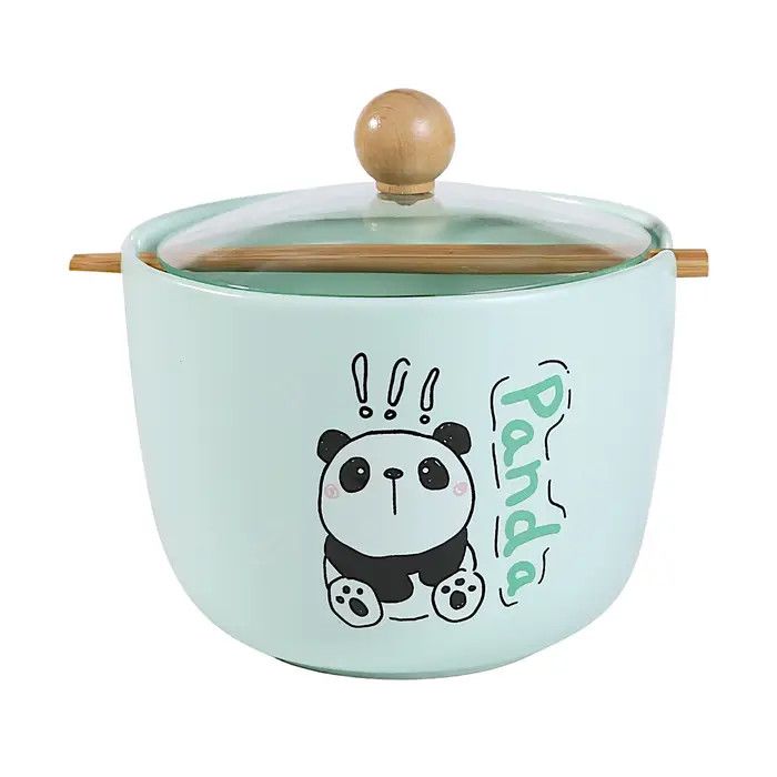 Curious Panda 26oz Bowl with Lid and Chopsticks (6/18) | Urban Tokyo