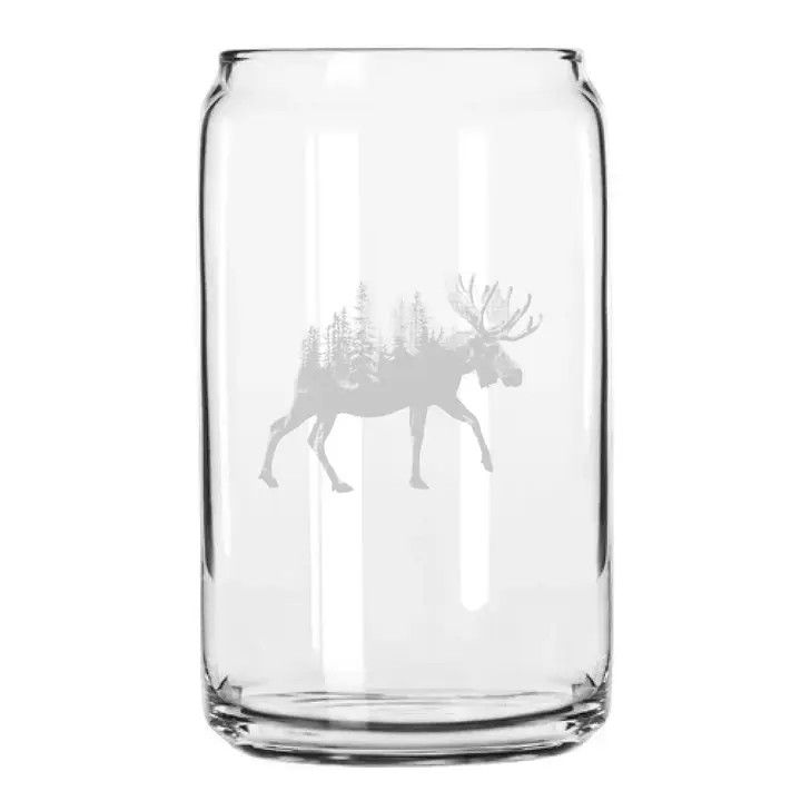 Moose Tree Line Engraved Can Glass | Northern Goods
