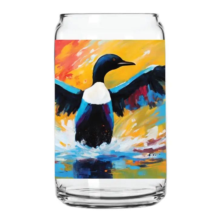 Colorful Loon Painting Can Glass | Northern Goods
