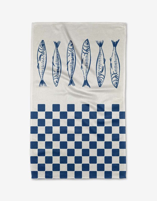 Sardine Check Blue Tea Towel | Geometry