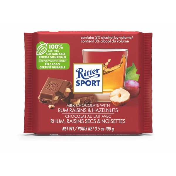 Ritter Sport® Milk Chocolate with Rum Raisins &amp; Hazelnuts – 3.5 oz