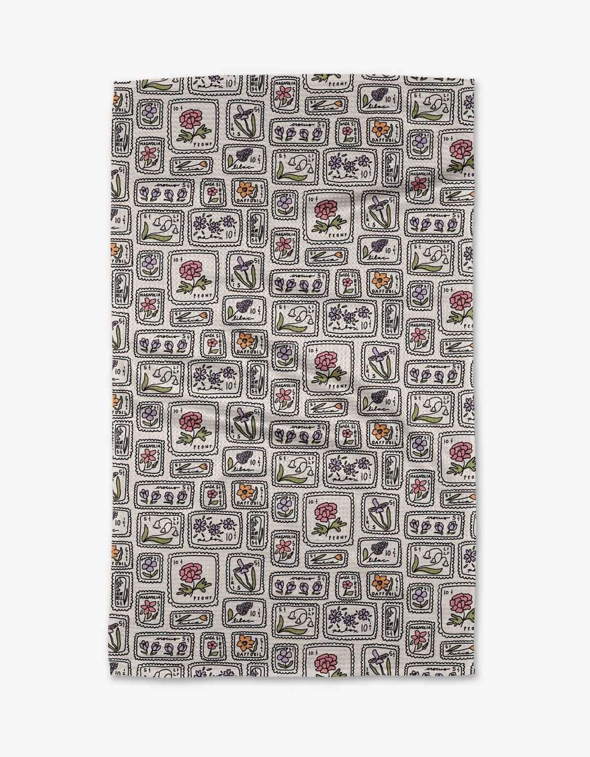 Floral Postage Stamps Tea Towel | Geometry