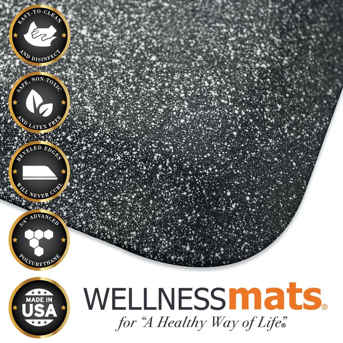 WellnessMats Granite 22&quot; x 18&quot; Onyx