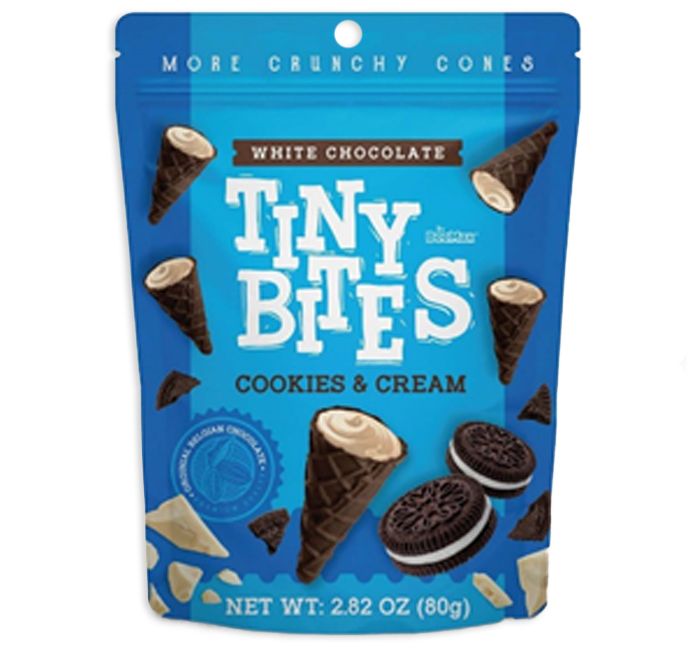 Tiny Bites White Choc Cookies &amp; Cream Waffle Cone 2.8oz