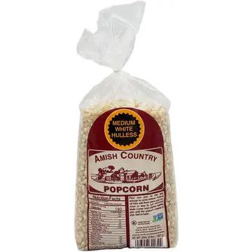 2lb Bag of Medium White Hulless Popcorn | Amish Country Popcorn