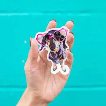 Dachshund Heart Sunglasses Sticker