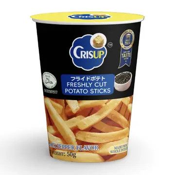 Crisup Freshly Cut Potato Chip Crisp Fries Black Pepper 1.8 oz Cup