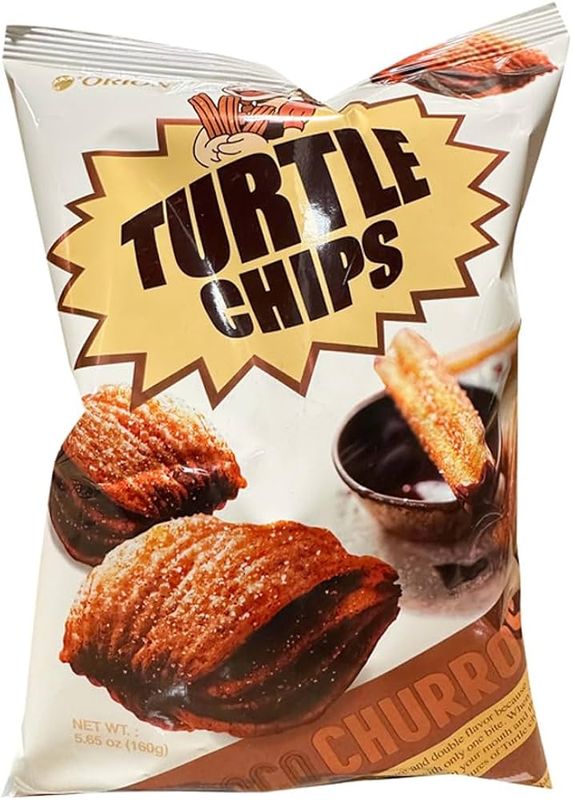 Turtle Chips Chocolate Churros Flavor,Crispy Korean Party Corn Snacks,5.64oz
