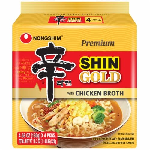 Premium Shin Gold Ramyun , Chicken Broth Flavor Ramen Noodles