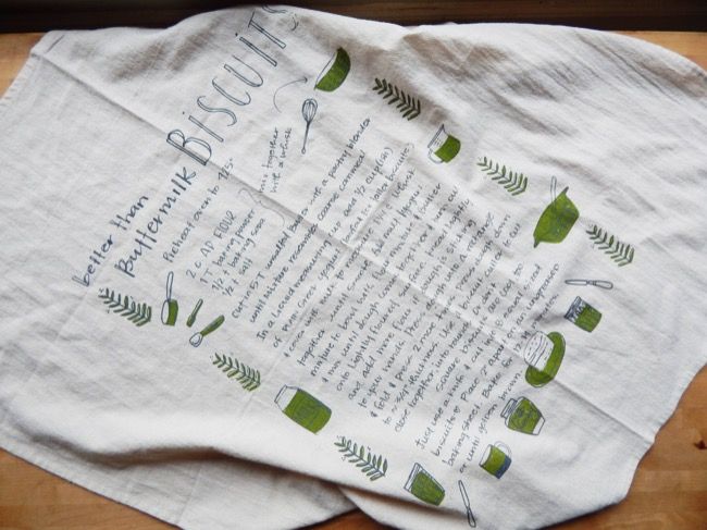 Handprinted Biscuit Kitchen Towel Moss | The High Fiber