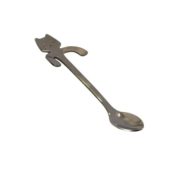 Cat Hanging 4.5in Tea Spoon Silver