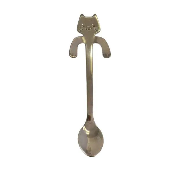 Cat Hanging 4.5in Tea Spoon Silver
