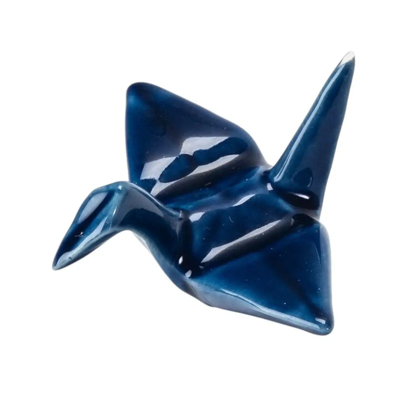 Origami Crane Porcelain Chopsticks Rest 2"L Navy Blue (12/288) | Urban Tokyo