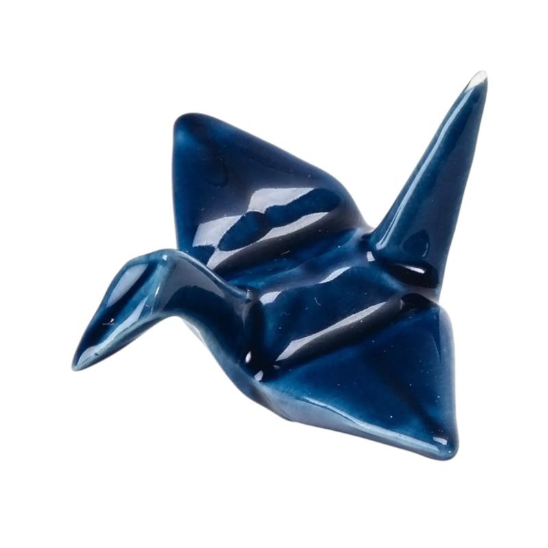 Origami Crane Porcelain Chopsticks Rest 2in Navy Blue