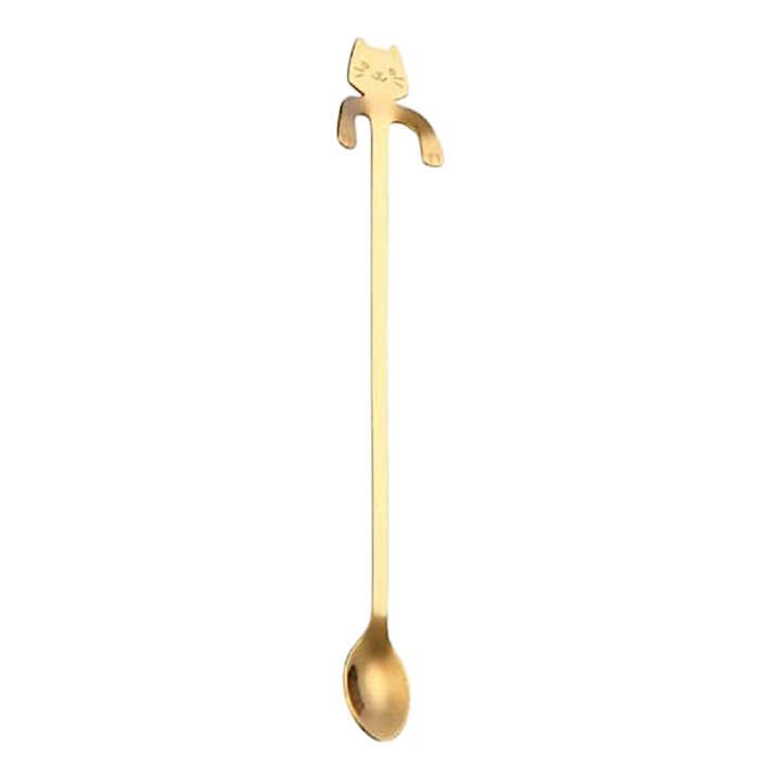 Cat Hanging 4.5"L Tea Spoon Gold | Urban Tokyo