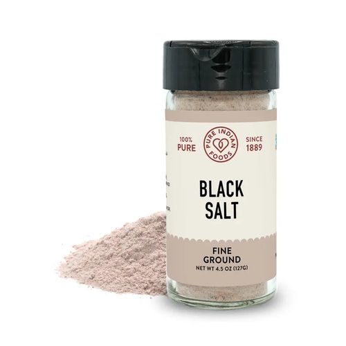 Black Salt (Indian Kala Namak), Fine Ground - 4.5 oz Glass Bottle