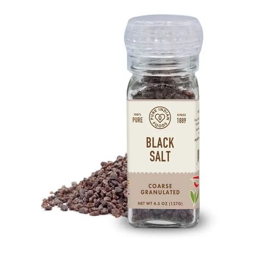 Black Salt (Indian Kala Namak), Coarse Granulated - 4.5 oz Grinder Top Bottle