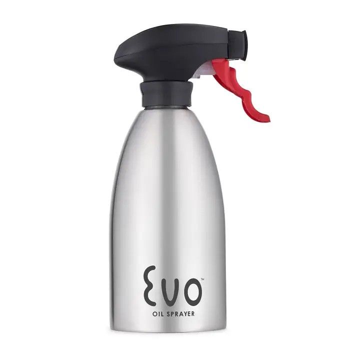 Evo Stainless Steel Oil Sprayer – Refillable 16oz Bottle - Silver