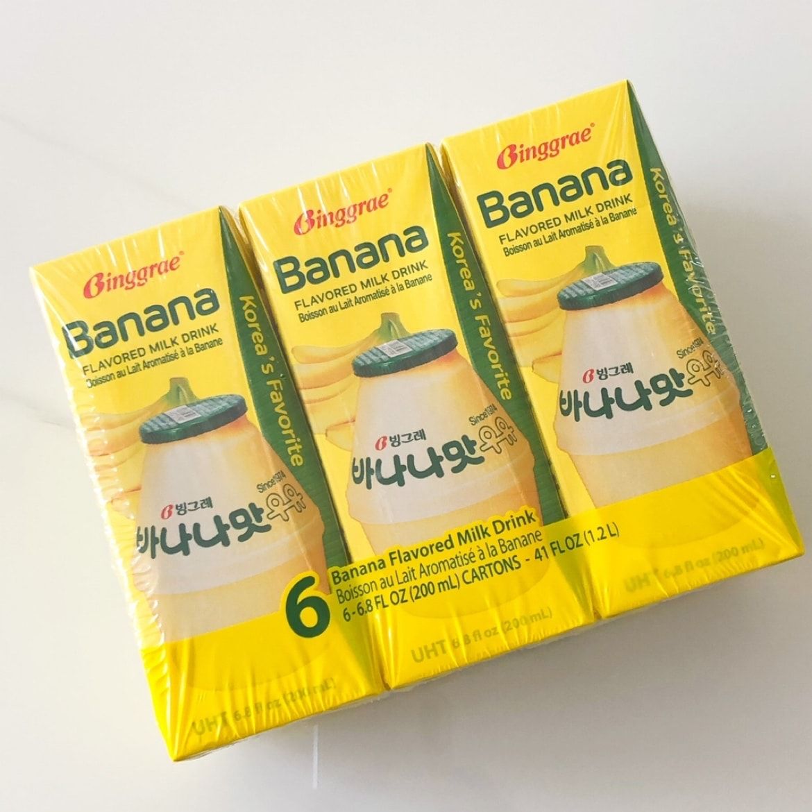 Banana Flavored Milk Drink, Korean Sweet and Creamy Beverage, 6.76 fl oz-Single