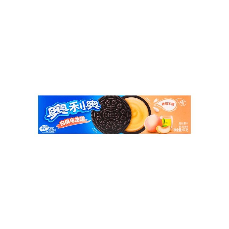 White Peach Oreos - Chocolate Sandwich Cookies with White Peach Cream, 3.42 oz | Yami